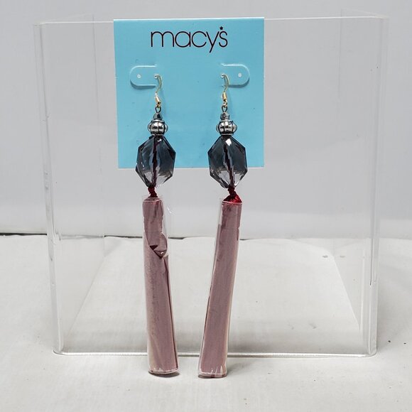 Macy’s Red fabric Tassel Fish hook Earrings - Picture 1 of 6
